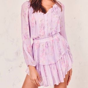 LoveShackFancy Popover Dress in Hibiscus